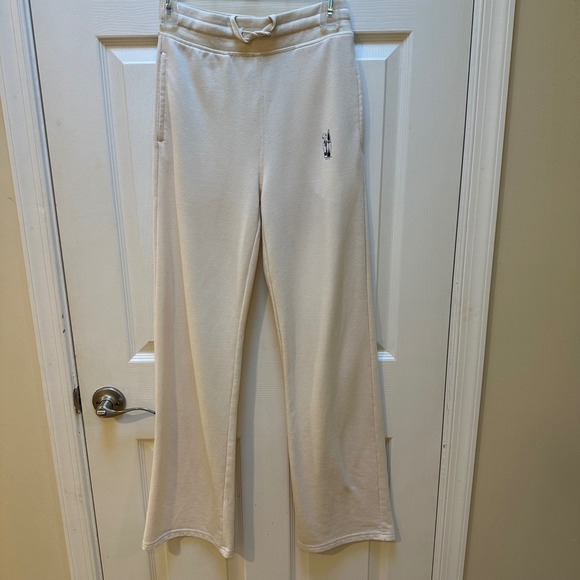 Mono B Wide Leg Cream Lounge Pants Womens Small Drawstring Casual Comfy Surfer - Picture 7 of 9